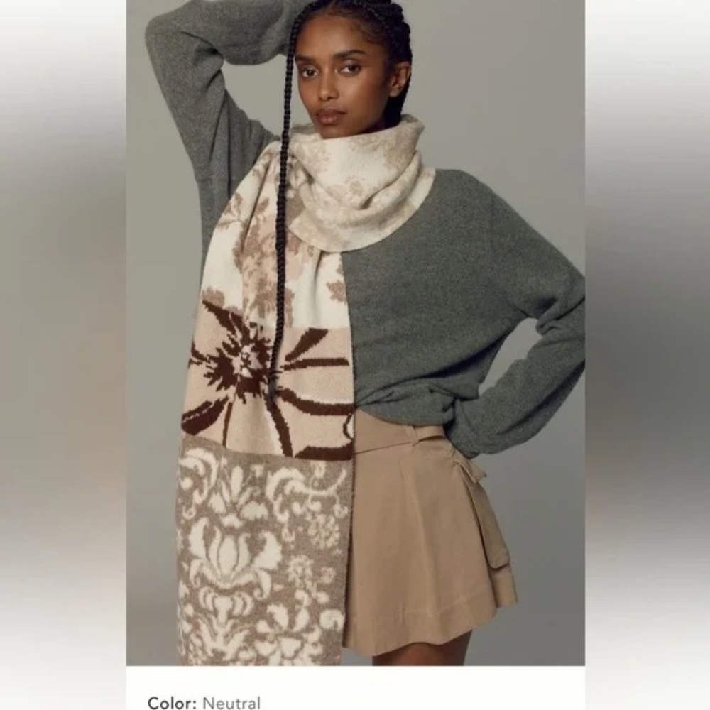 NWT Anthropologie Mariel Brown Knit Scarf